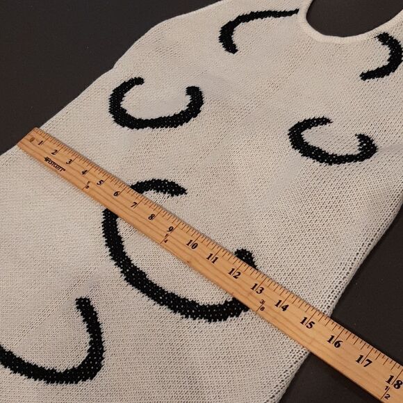 CIDER Cream with Black Deign Halter Sweater Mini Dress NWT - Picture 9 of 11